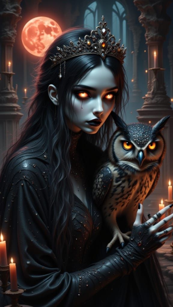 Manga Gothica Witch Conjuring in Castle Room