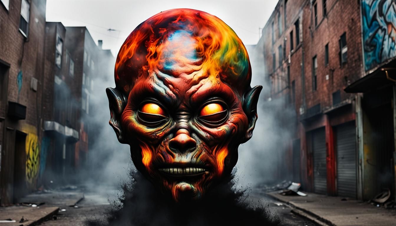 Gritty Alien Invasion in a City Street