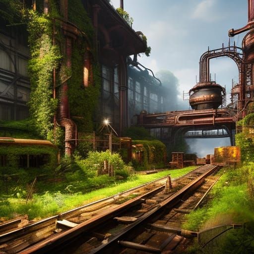Steampunk Ironworks: Greenery and Industry in Harmony
