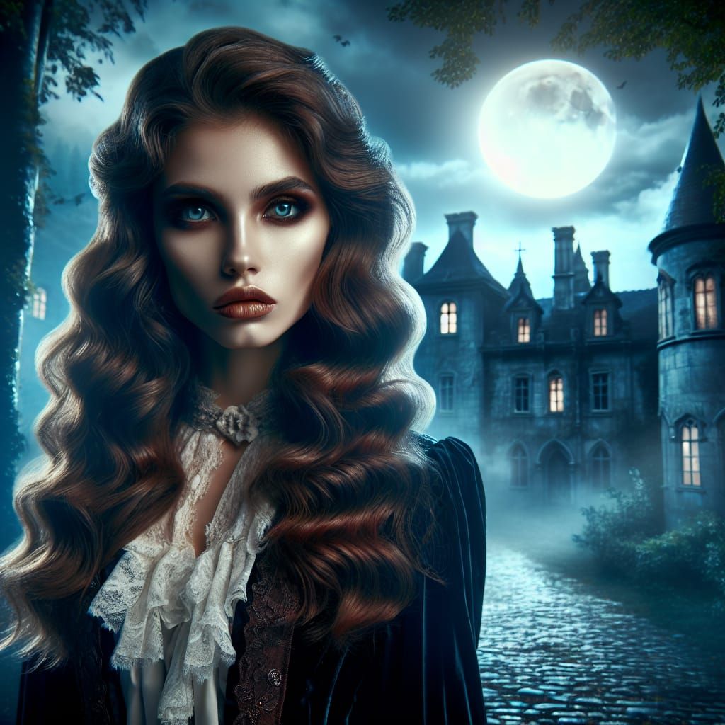 Beautiful ethereal female vampire  movie scene