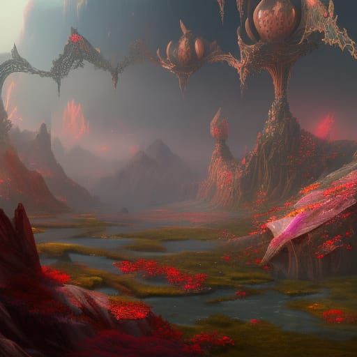 Fantastical Crystal Rose in Detailed Matte Painting