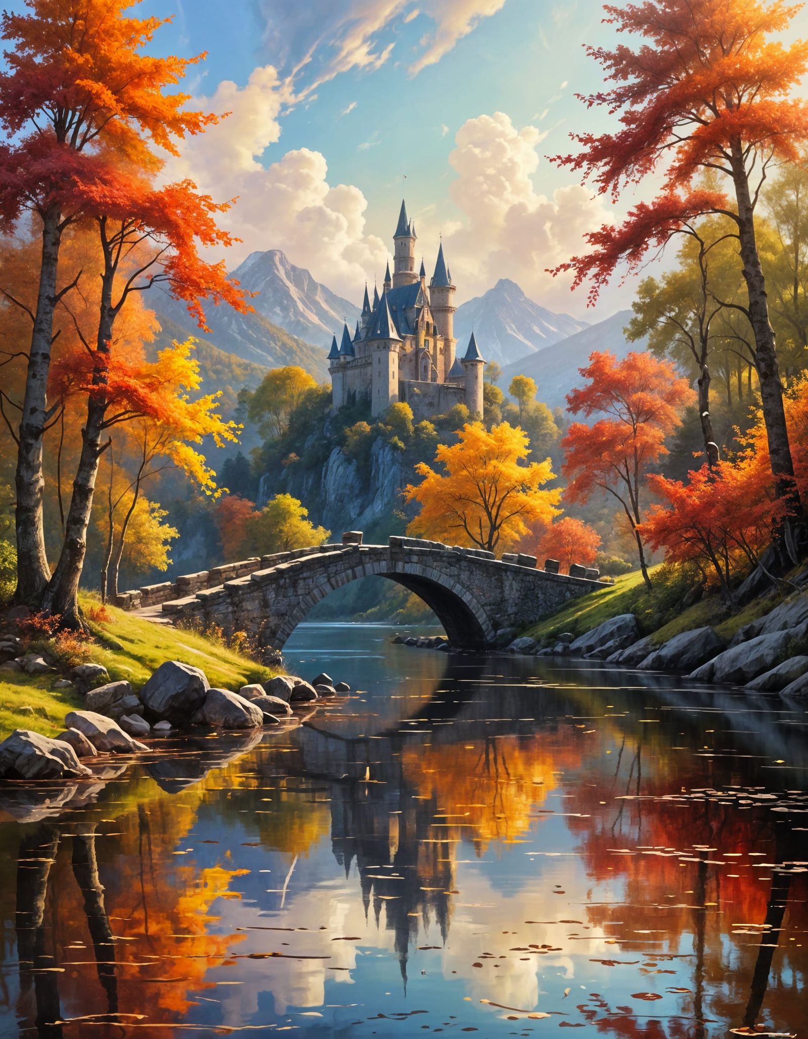 Enchanted Autumn Castle Bridge
