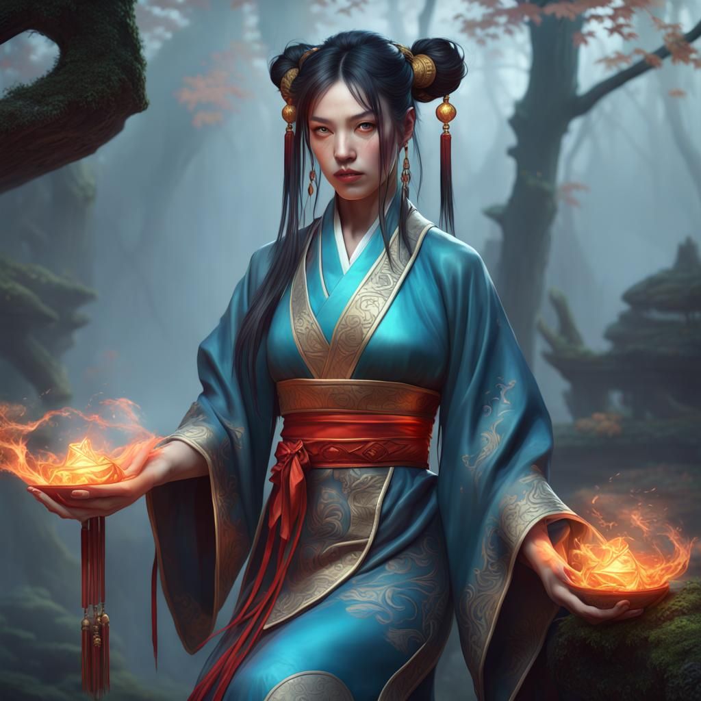Chinese Sorceress Portrait in Ancient China Style