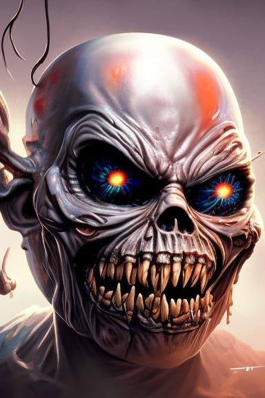 Eddie: Undead Mascot Portrait in Hyperdetailed Style