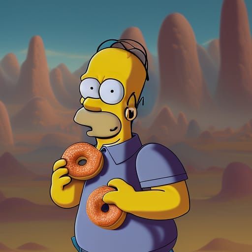 Homer Simpson eating a donut