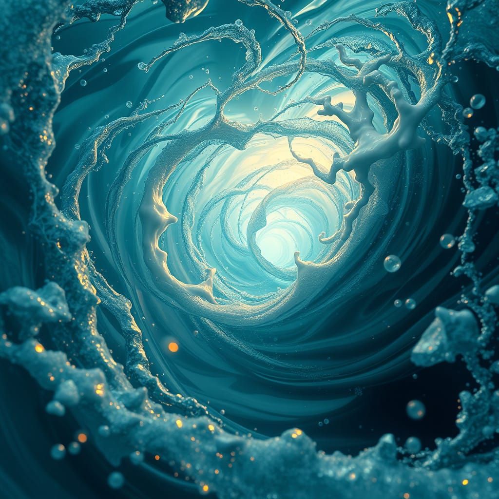 Dreamlike Vortex of Water and Energy in a Fantasy Realm