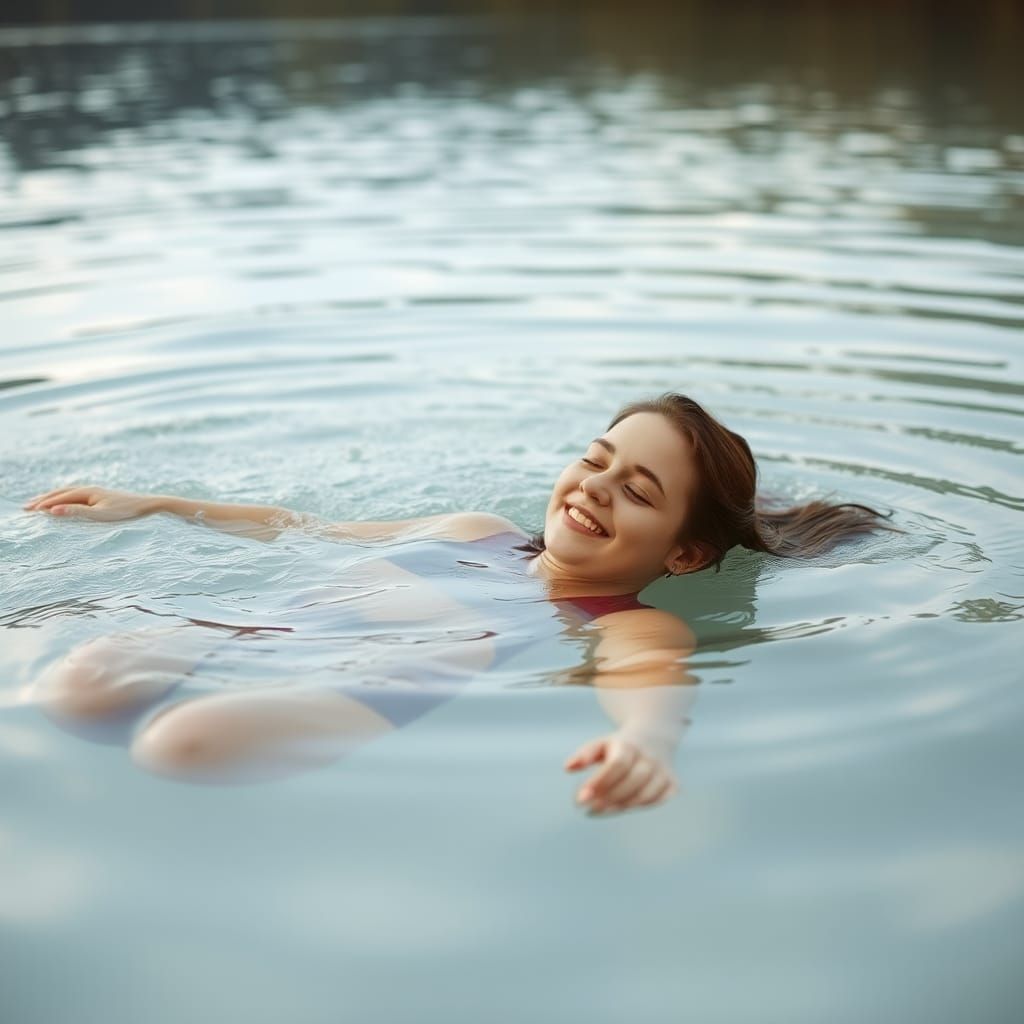 Woman Swimming in Lake of Liquid Silver