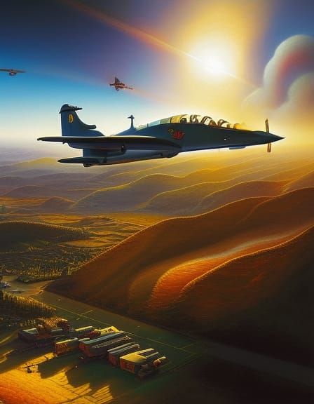 WWII Pilot in Dieselpunk Jet Flying High