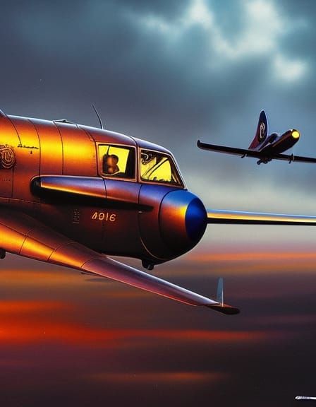 WWII Jet Pilot in Dieselpunk Style, Hyperrealistic