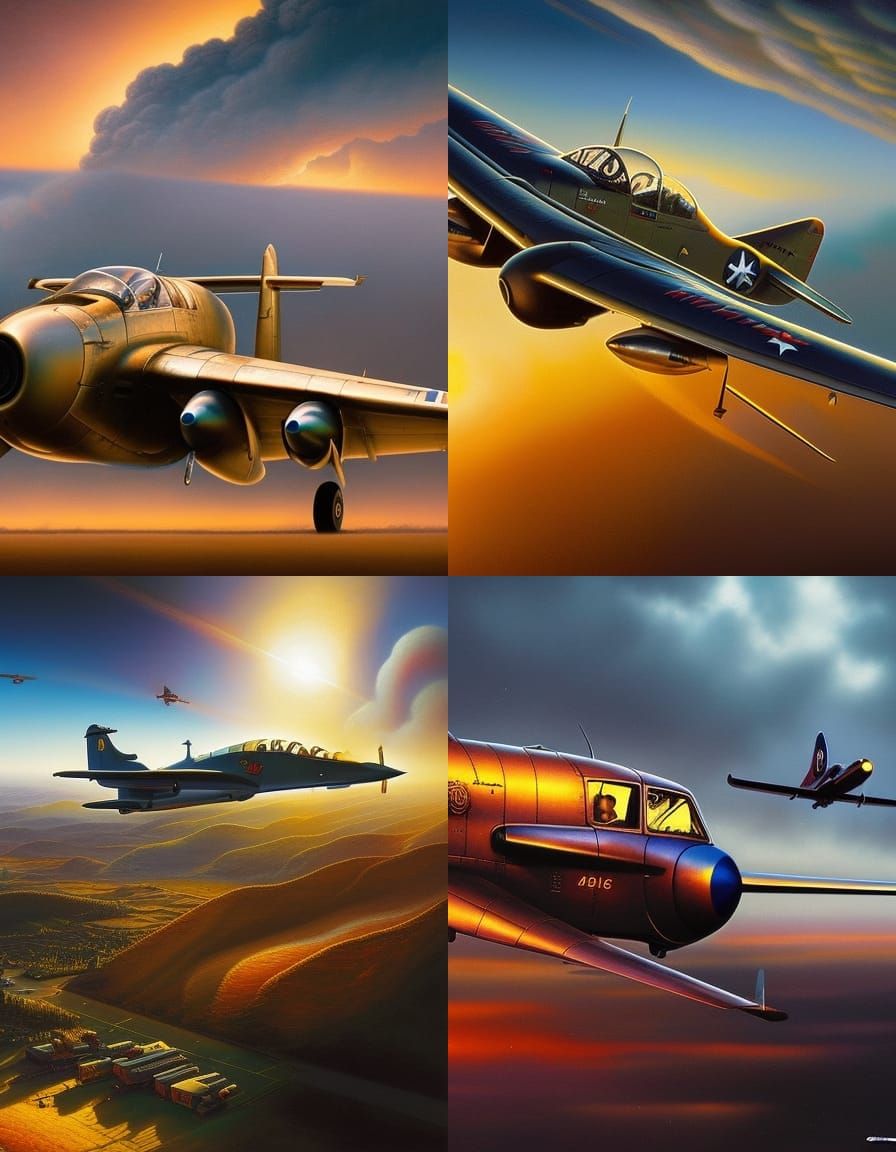 WWII Pilot in Dieselpunk Jet Soaring in the Sky