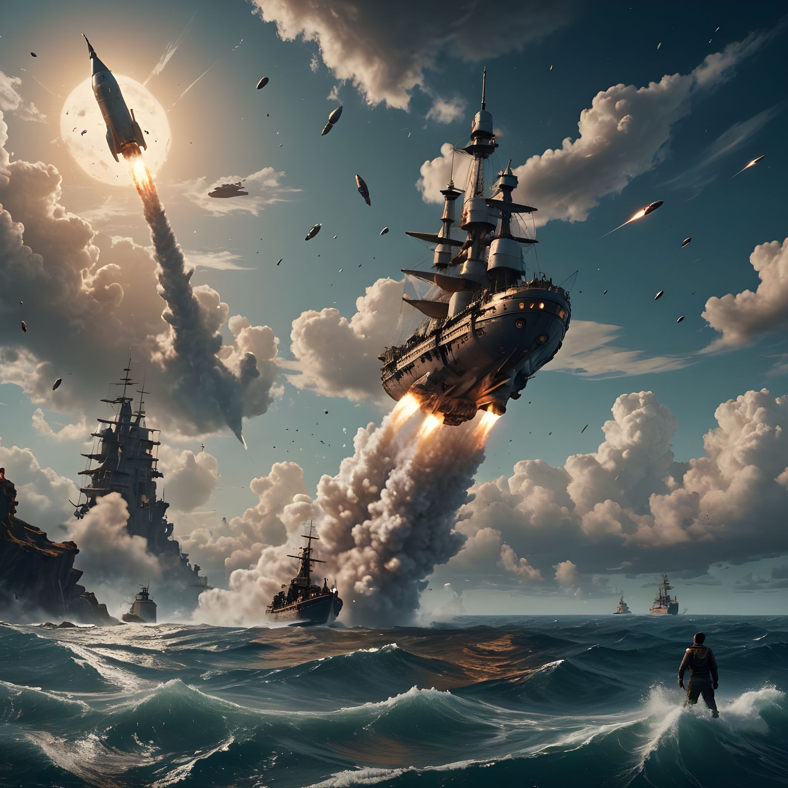 Fantastical Rocket Launch on the Ocean