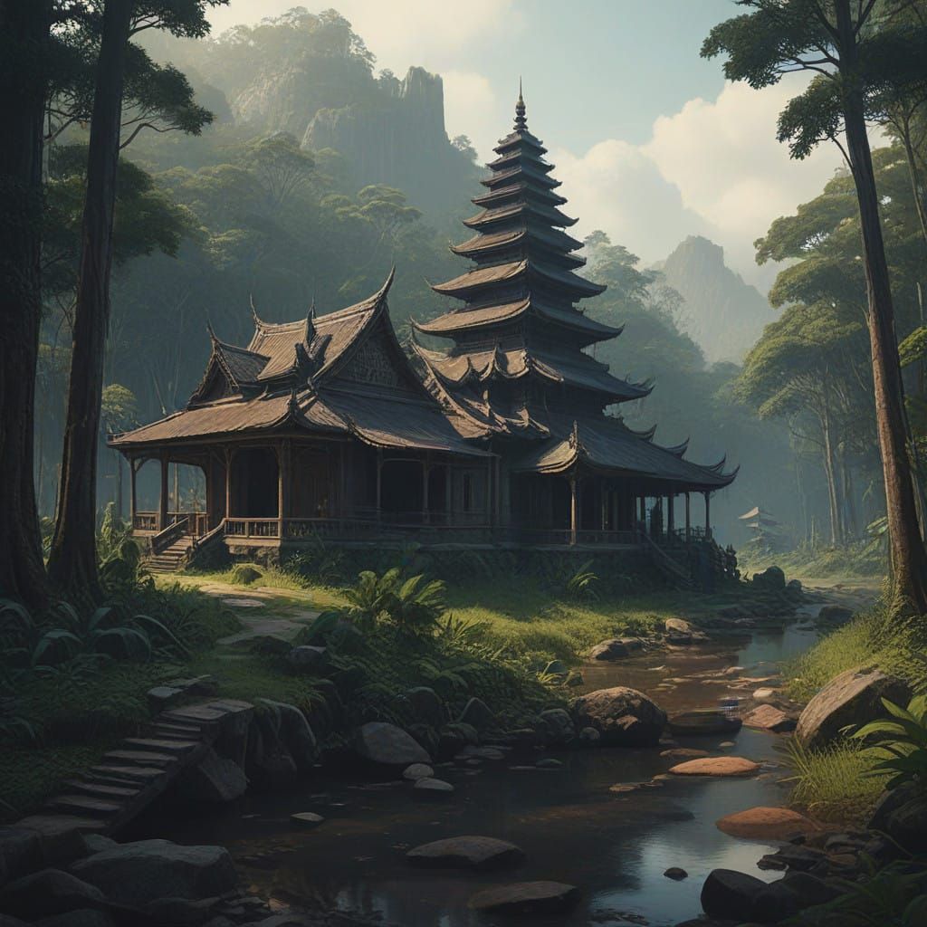 Ancient Langkasuka Kingdom in Mystic Golden Light