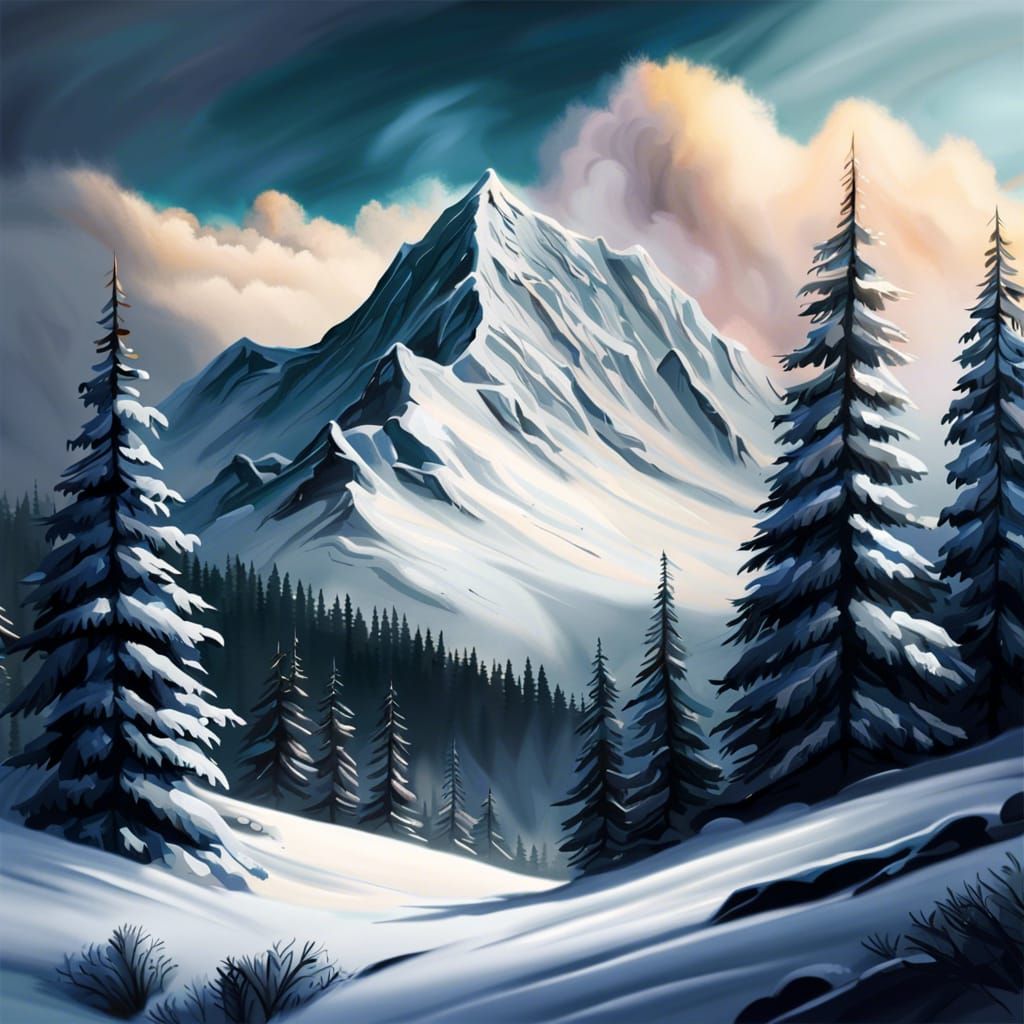 Majestic Snowy Mountain Landscape in Winter