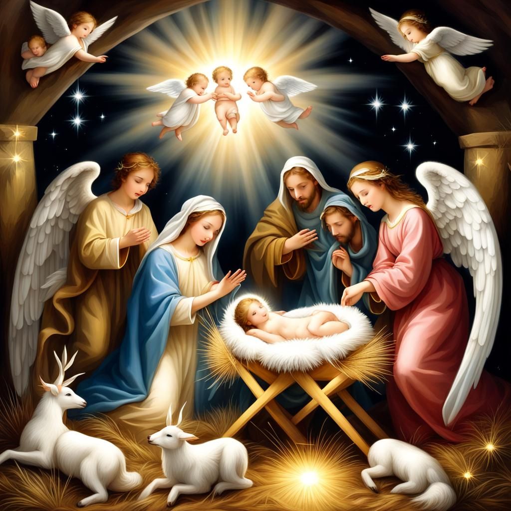 Angelic Nativity Scene: A Heavenly Depiction