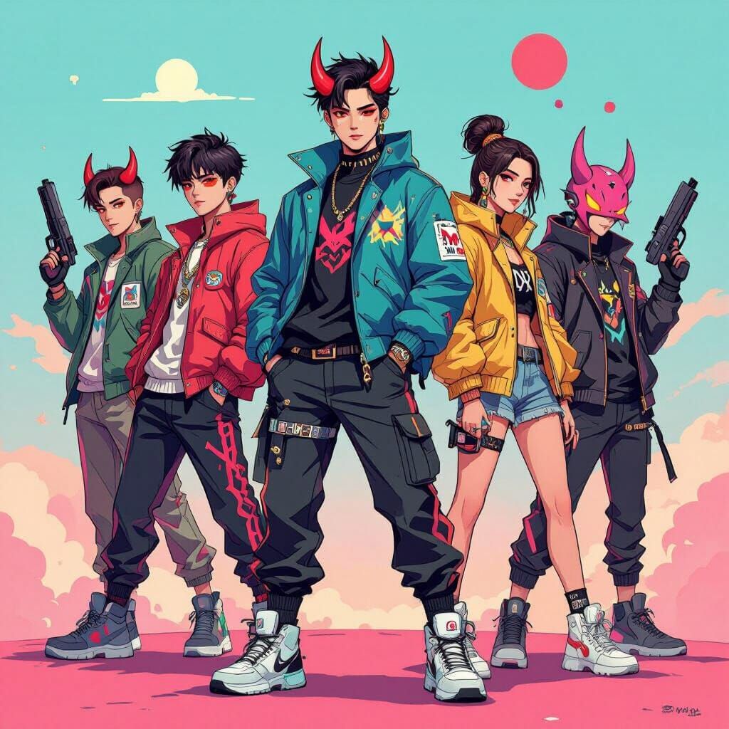 Kpop Demon Hunters Illustration in Pop Surrealist Style