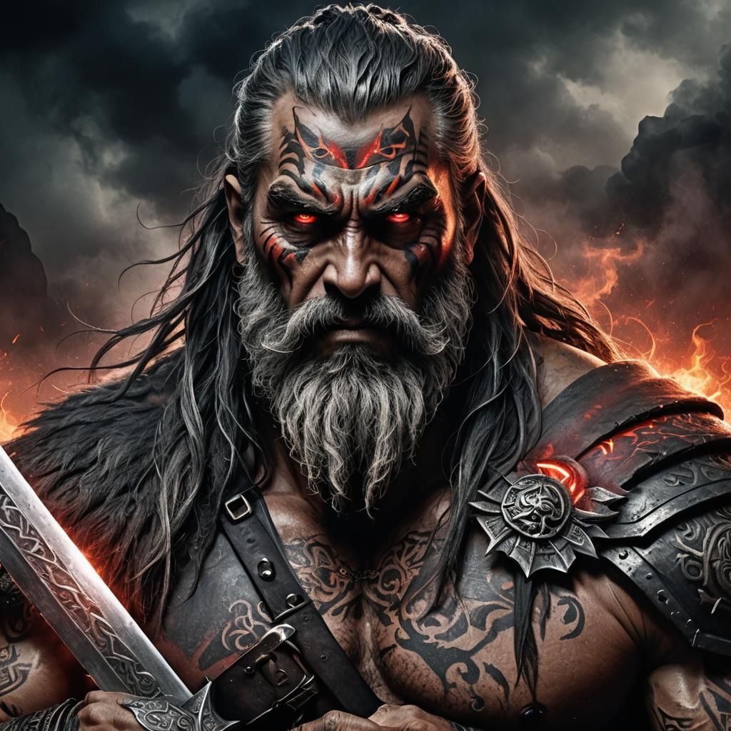 Menacing Goliath Warrior Portrait in Dark Fantasy Art