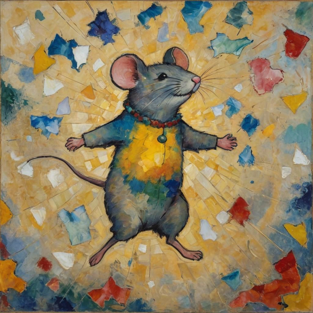 Mouse Defusing Bomb: Surreal Oil Painting