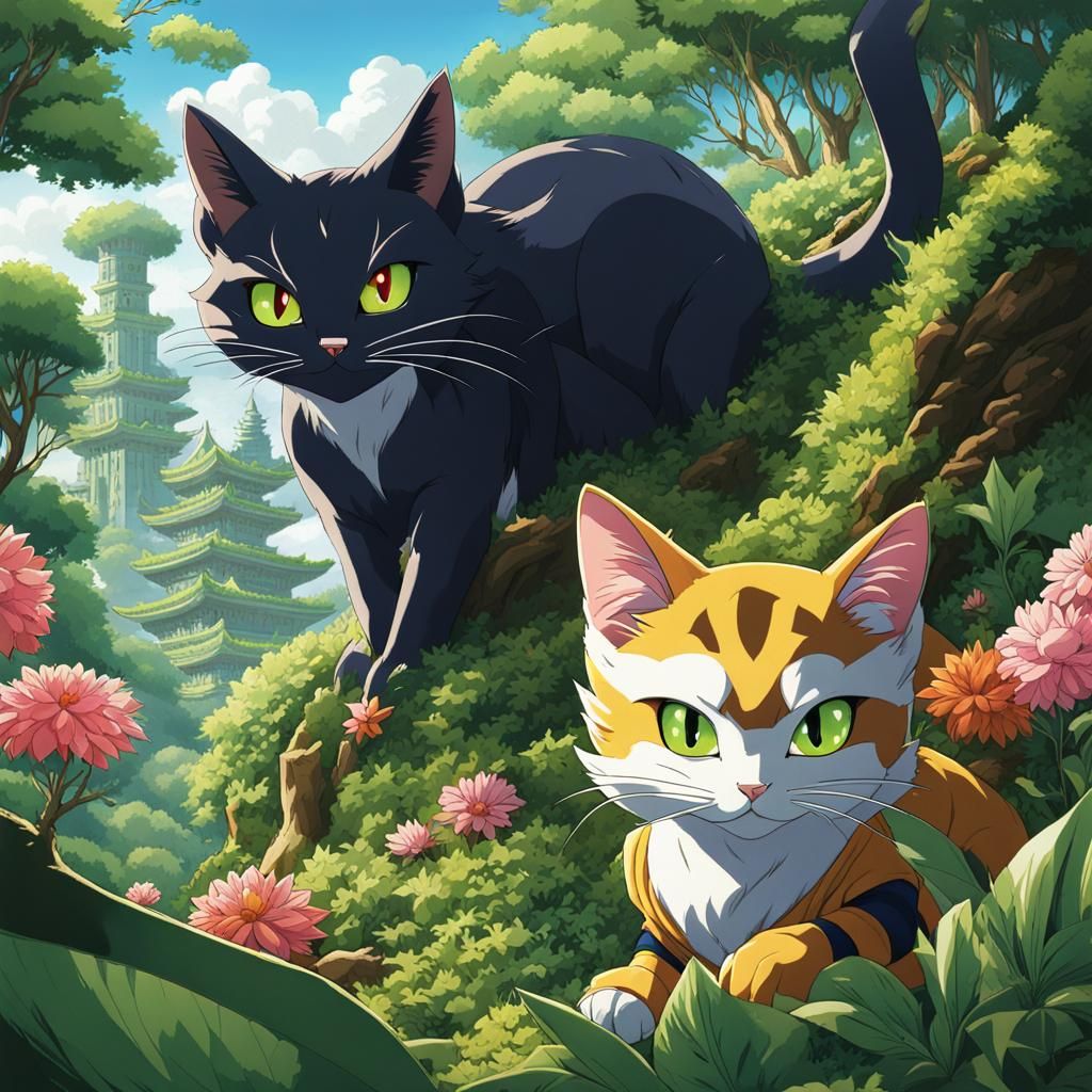 Anime Cat Finds Lost Mayan City in DBZ Style