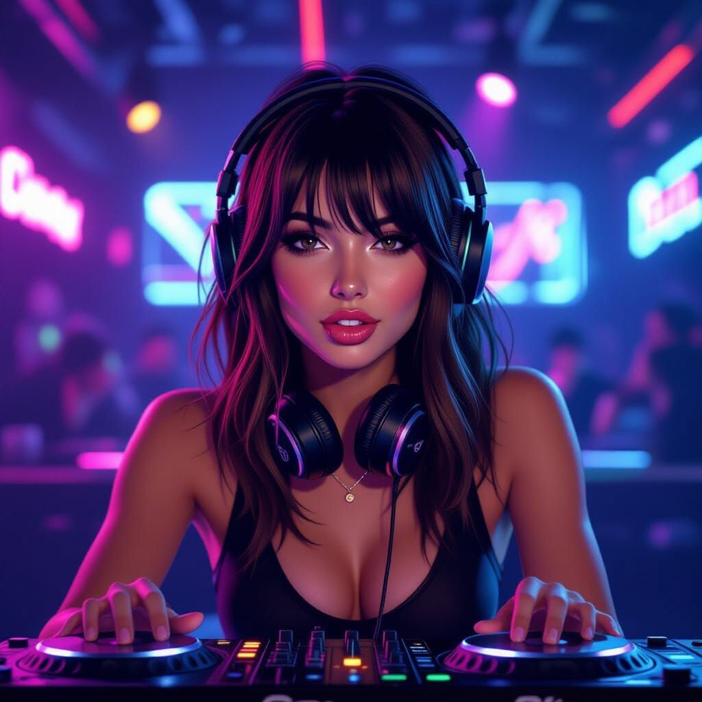 Momo Ayase DJing in Club, Fisheye Lens Style