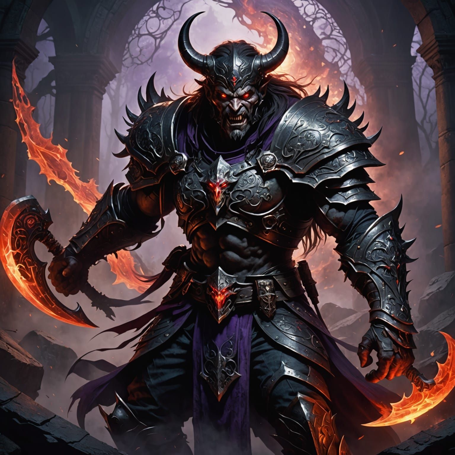 Intricately Detailed Dark Fantasy Warrior in Illustration St...