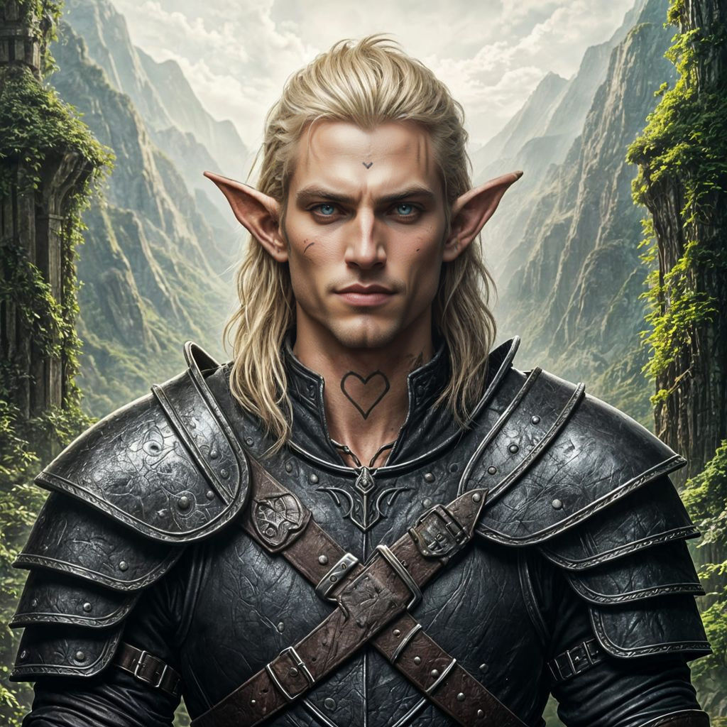 Cinematic Half Elf Bandit in Black Leather Armor