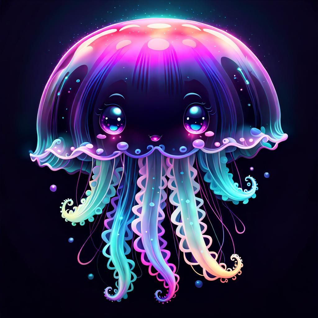 Pastel Goth Jellyfish Icon in Digital Art