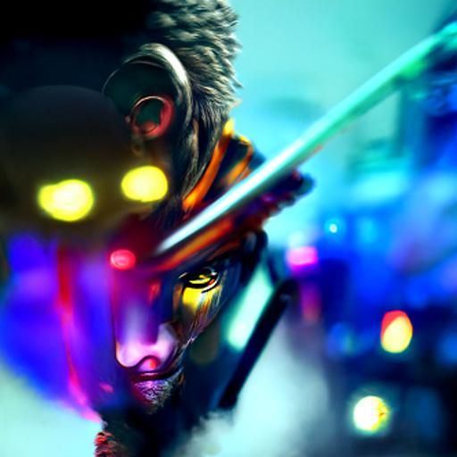 Wukong in Cyberpunk 2099 Neon Style