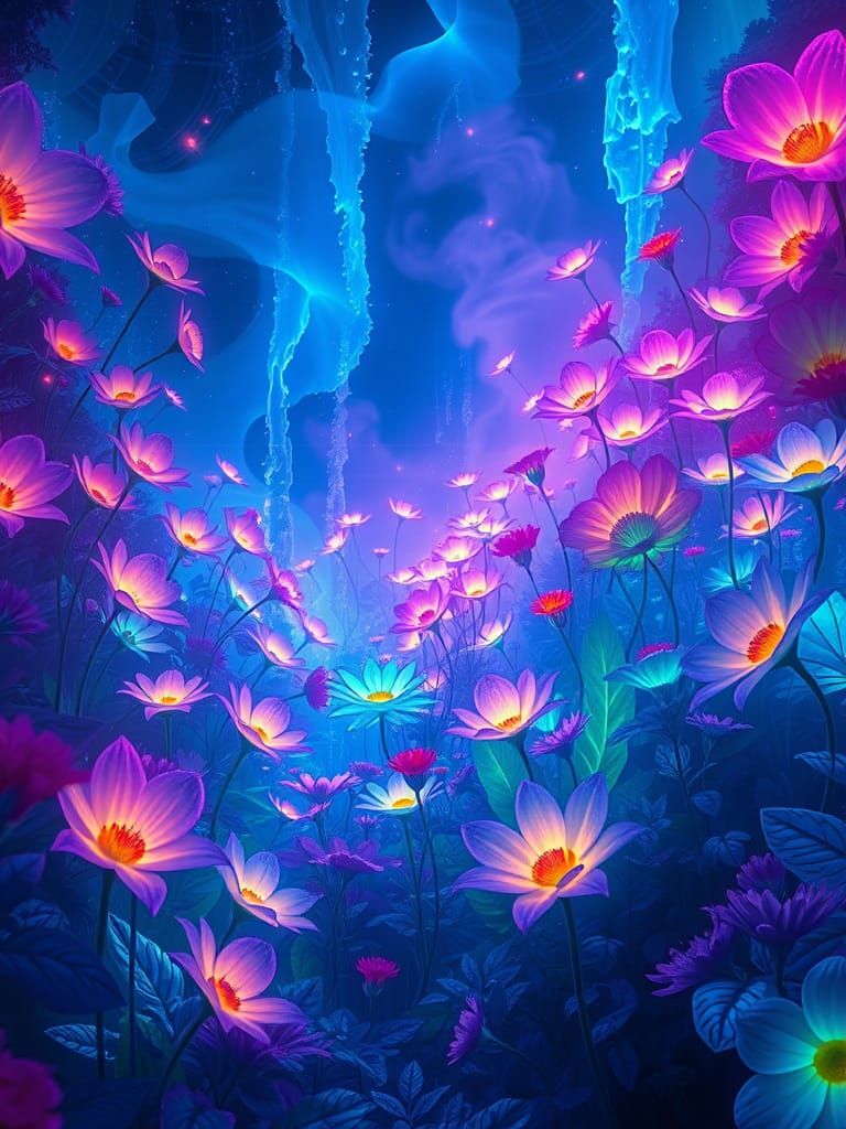 Ethereal Bioluminescent Garden in 8K