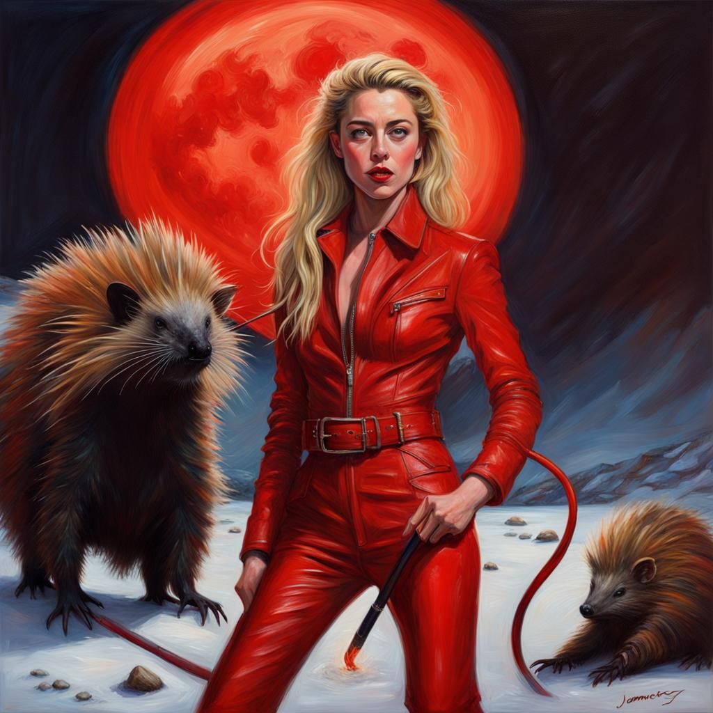 Fiery Porcupine Queen in Snowy Moonlight