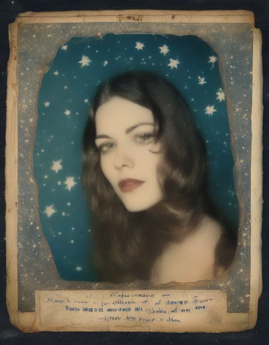 Mysterious Tarot Reader Gazing at a Faded Polaroid Under a C...