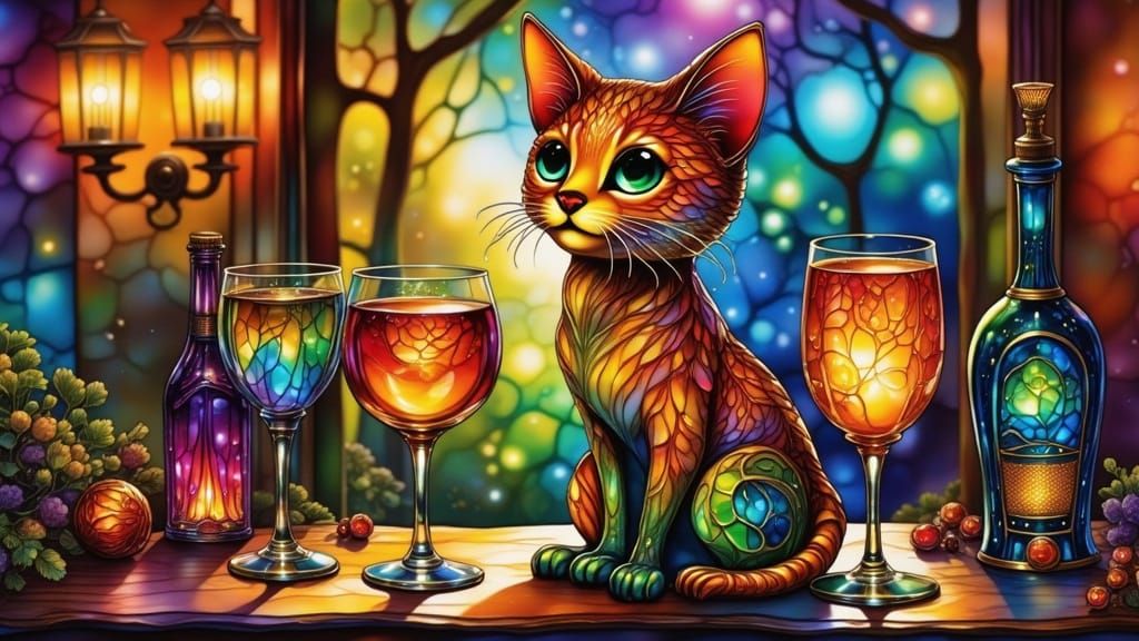 Ethereal Glass Cat Art