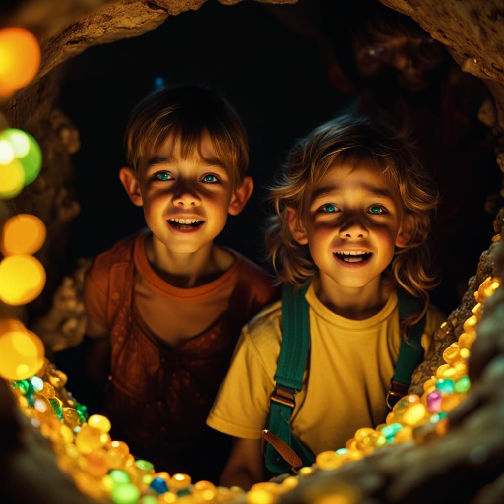 Kids Stare in Awe at Gem Cave, Cinematic Shot