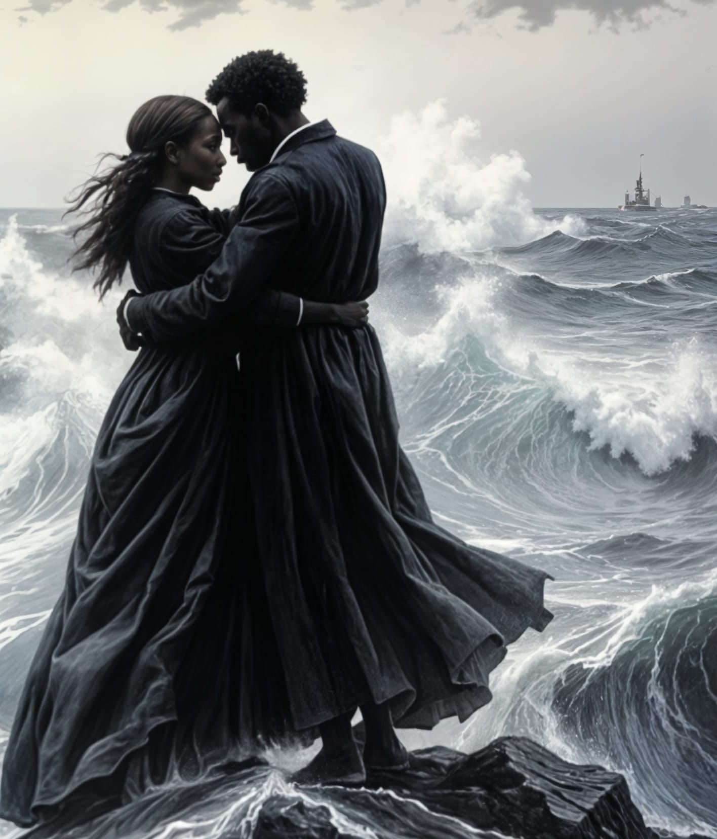 Lovers Defy the Waves of the Storm
