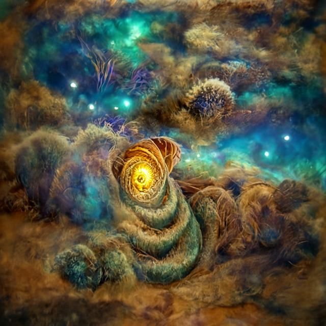 Purple Fibonacci Galaxy Emerges from Nebula