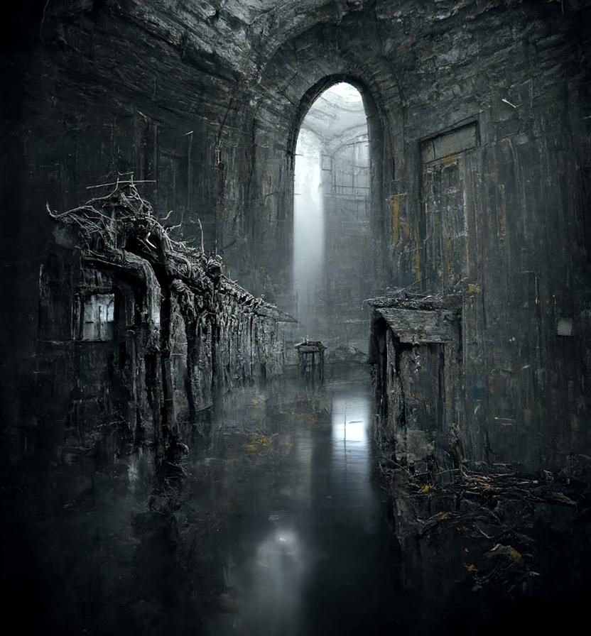 Eerie Abandoned Prison Corridor with Ghosts