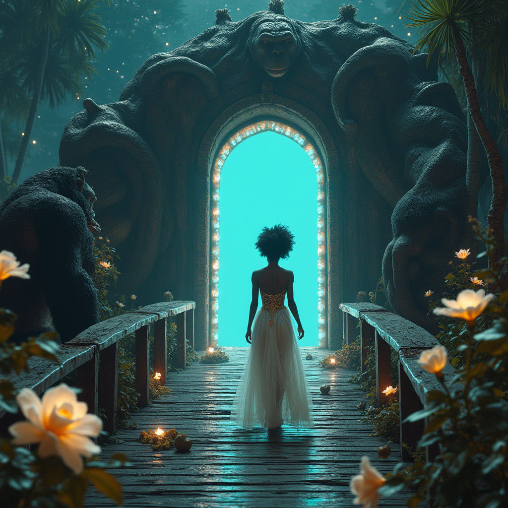 Woman Walks to Futuristic Doorway, Animation Concept Art