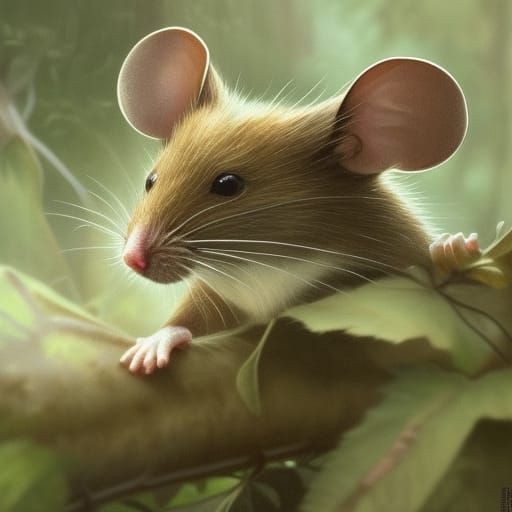 Cute Mouse in Hyperdetailed Forest Portrait