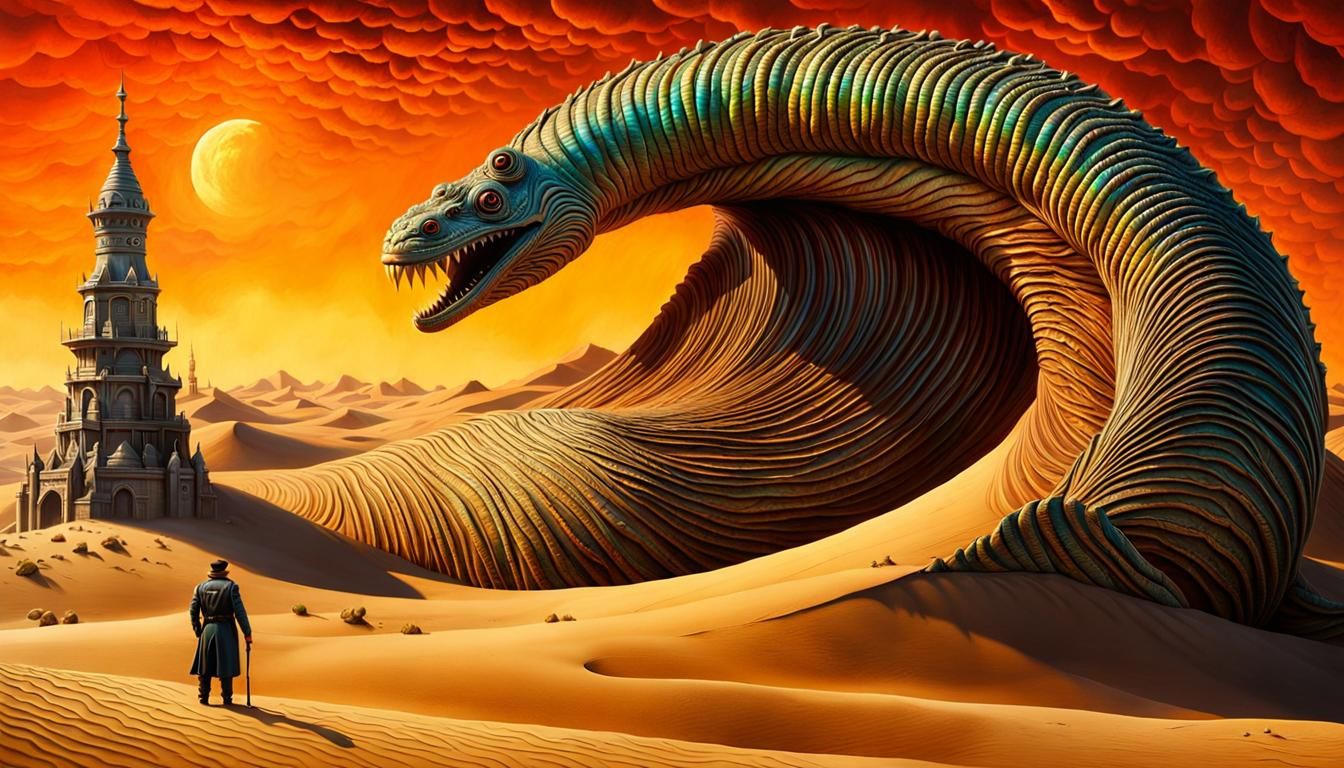 Sci-Fi Sandworm Harkonnen Hybrid in Vibrant Colors