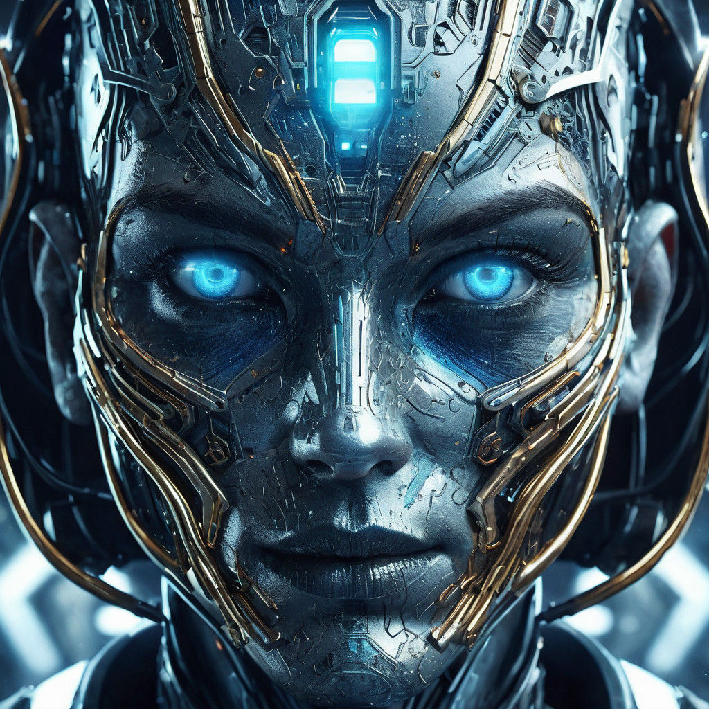 Cyberpunk Portrait of Futuristic Human in Space-Age Design