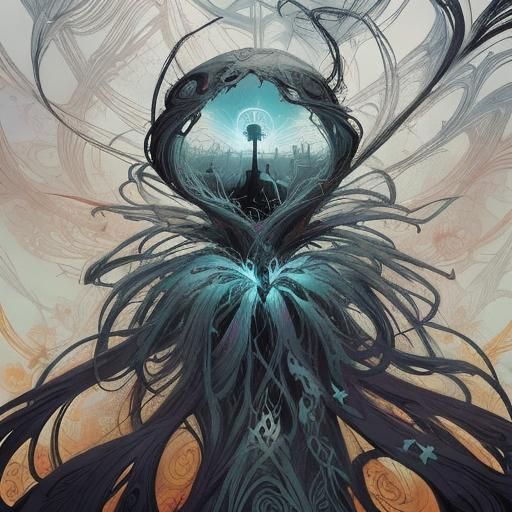 Boy with Luminous Spider Heart in Dreamy Comic Art