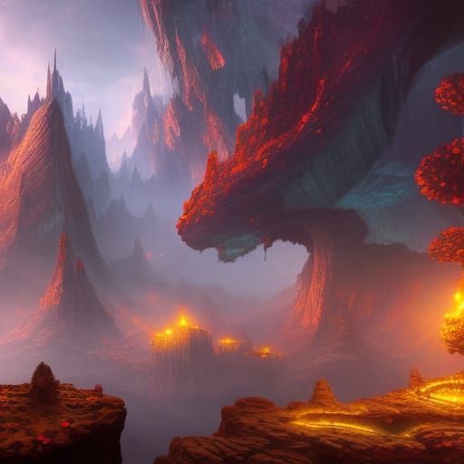 Fantastical Matte Painting with Deep Color and Intricate Det...