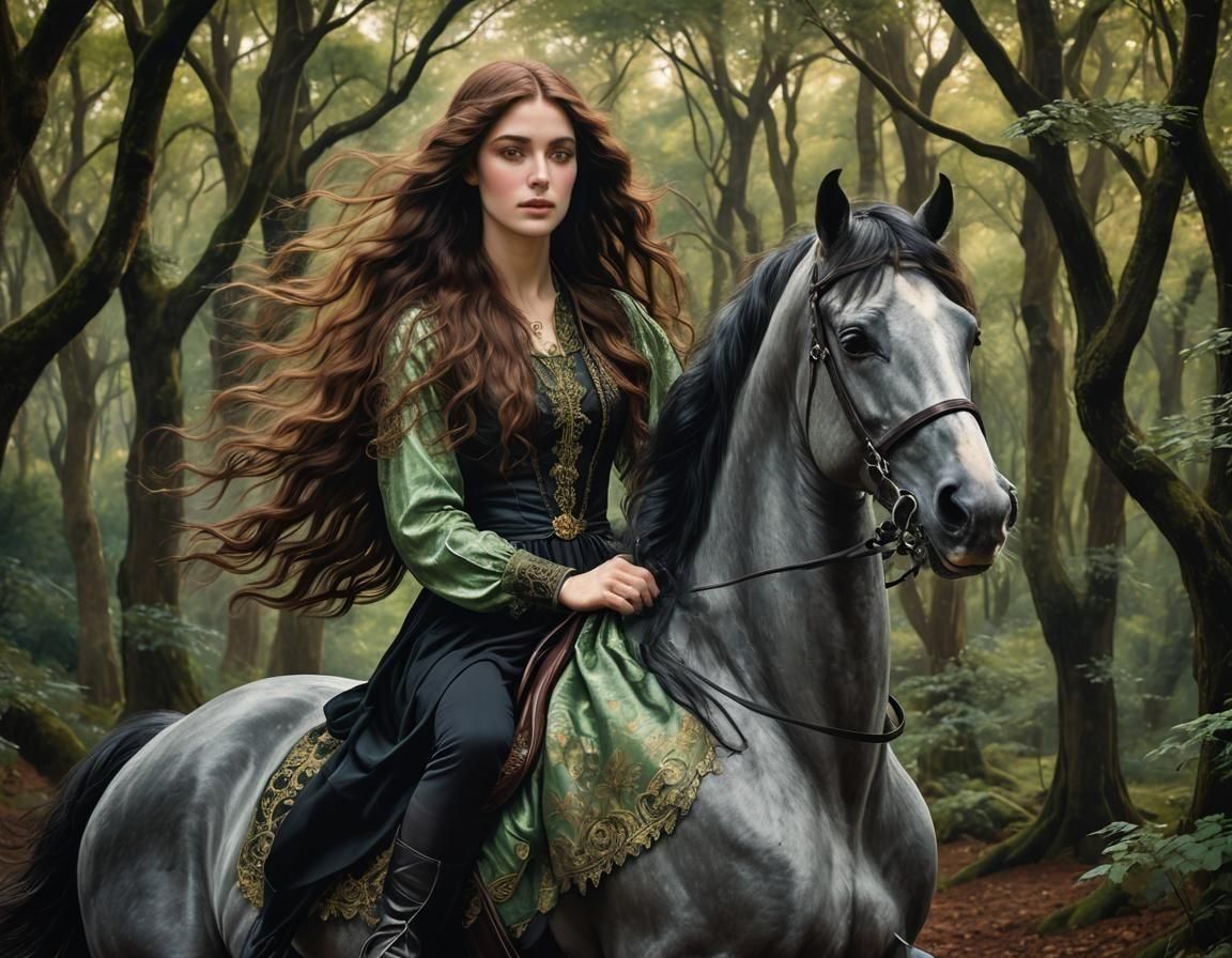 Maid riding in trees