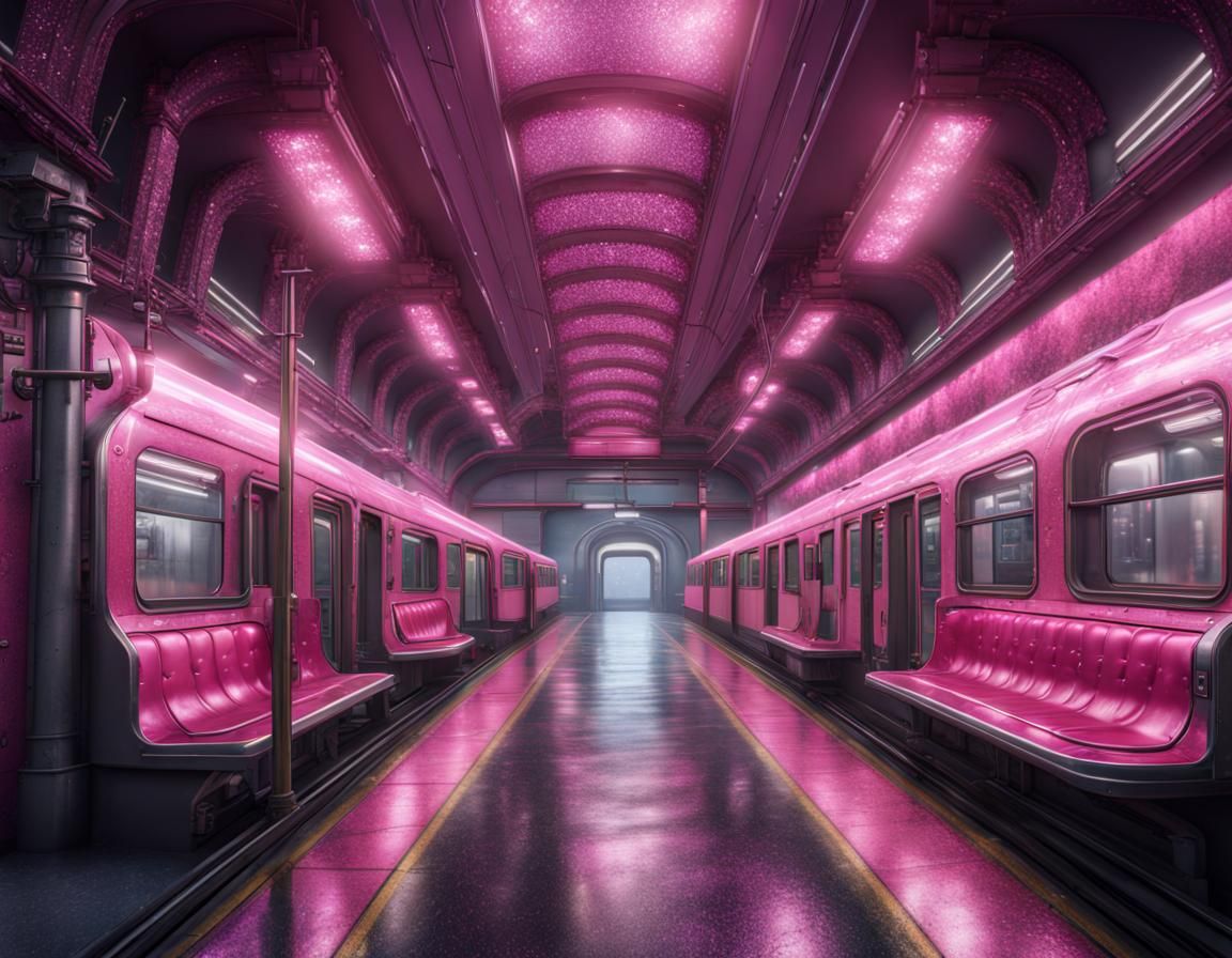 Glittering Pink Subway Station: Urban Fantasy