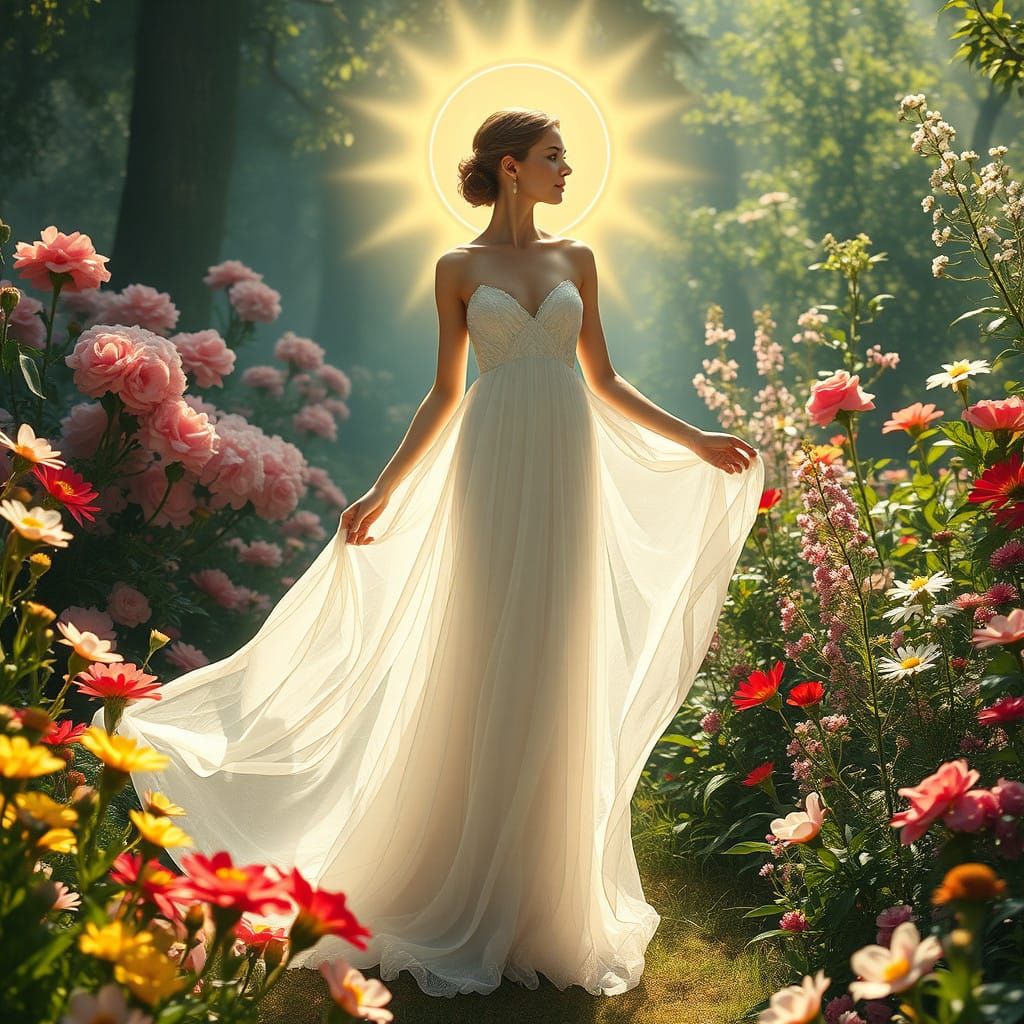 Ethereal Goddess in Vibrant Cosmic Garden, Inspired by Dream...