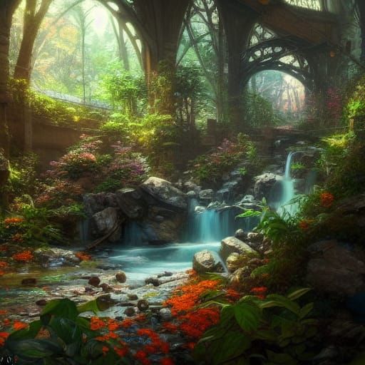 Babbling Brook Terrarium Concept Art in 8K