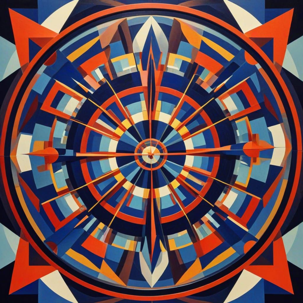 Abstract Cubism with Mirrored Geometric Kaleidoscope Pattern...