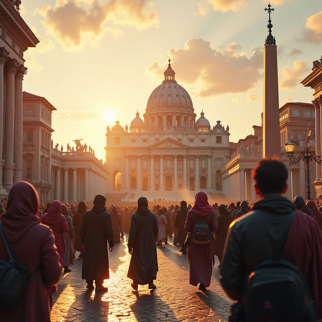 Pilgrims Gathered at St. Peter's Basilica