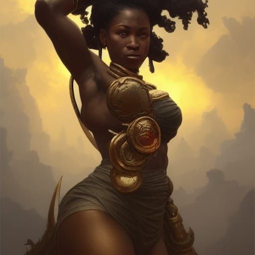 African Warrior Woman Holding the World