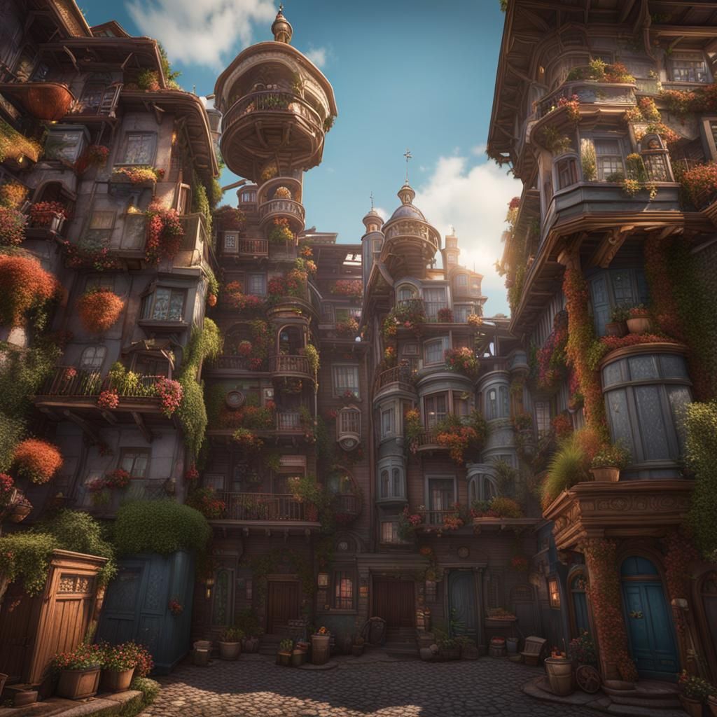 Martian Residential Buildings: Detailed Matte Painting