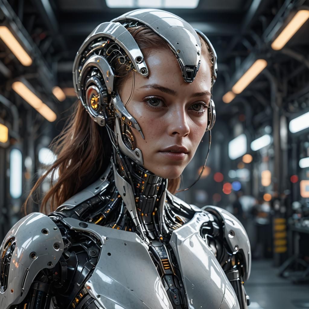 Futuristic Alien Cyborg Portrait with Biotech Implants